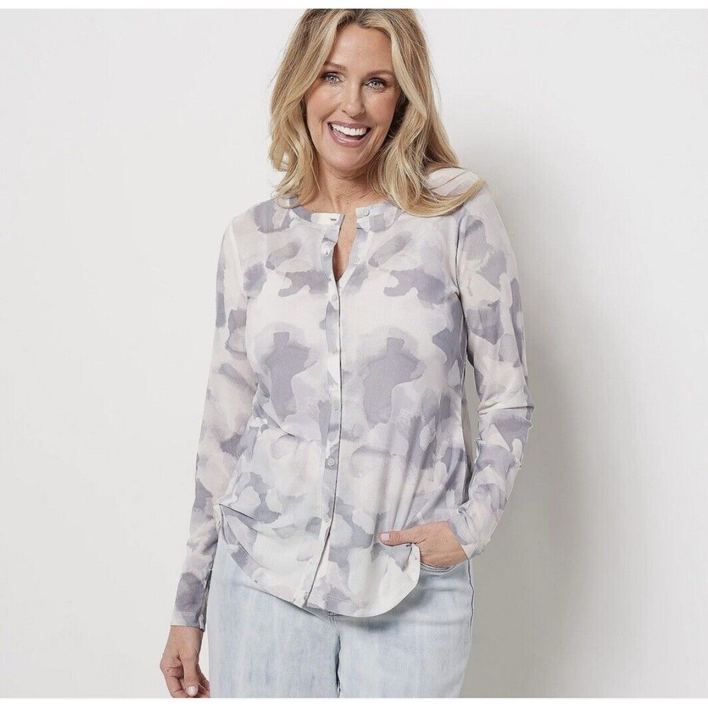 LOGO Layers by Lori Goldstein Size 2X 2-Piece Watercolor Sheer Tank Top/Cardigan